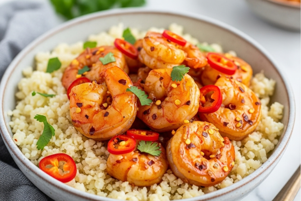 Fiery Garlic Shrimp & Cauliflower Rice Bow