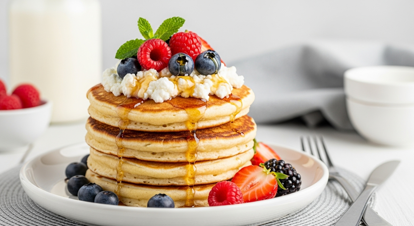 Fluffy High-Protein Cottage Cheese Pancakes for Best Breakfast