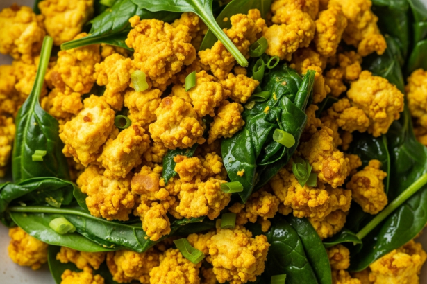 Turmeric Tofu Scramble with Spinach Boost