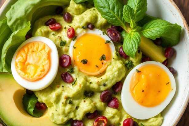 سلطة بيض كريمية بالأفوكادو تقدم بطريقة مغذية وشهية