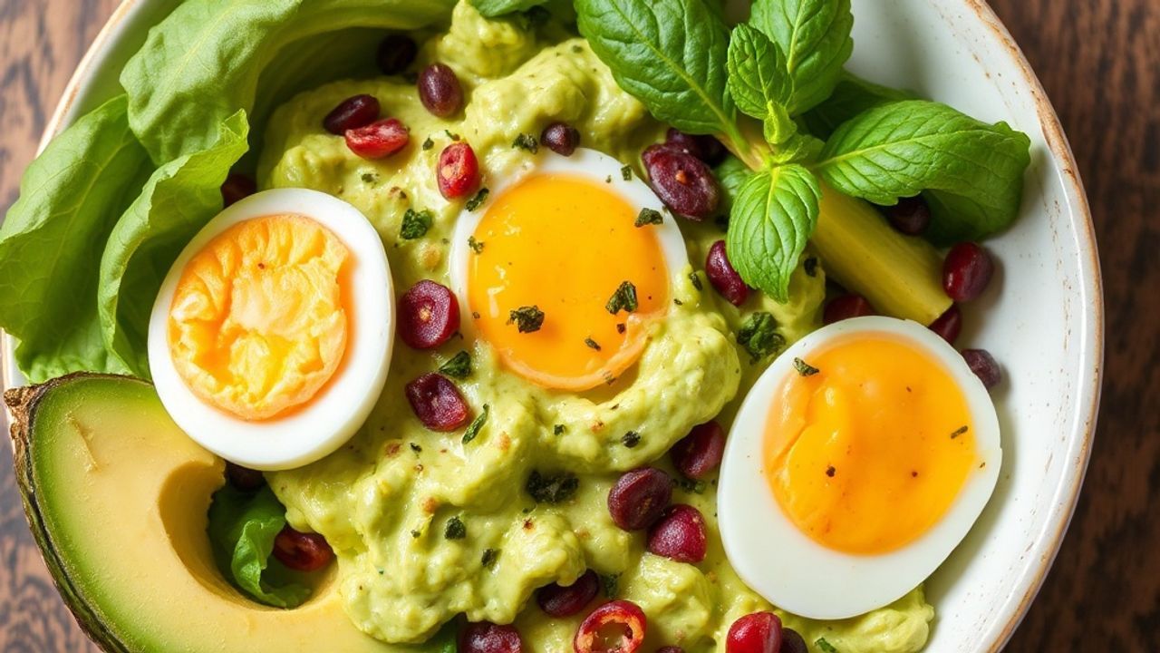سلطة بيض كريمية بالأفوكادو تقدم بطريقة مغذية وشهية