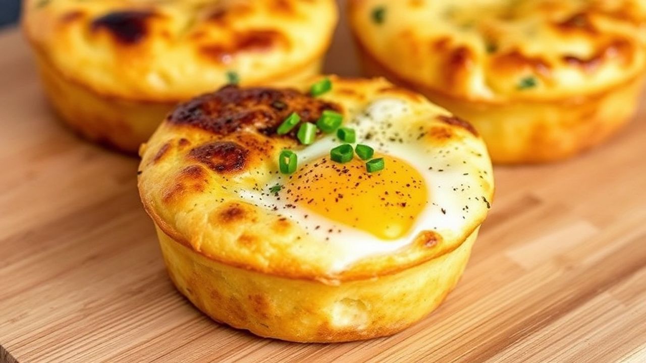 مفن بيض غني بالبروتين لبدء يوم نشيط، مُرصّفة على طبق