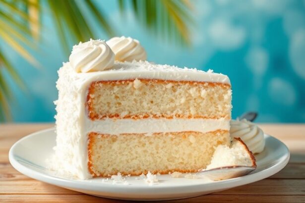 شريحة كعكة جوز الهند الرقيقة بطعم سماوي ولمسة استوائية