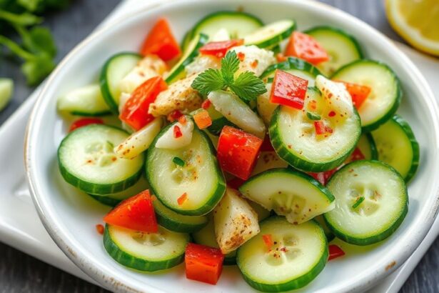 سلطة خيار حارة منعشة بنكهة زستية وحمضية