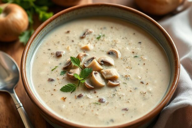 حساء مشروم كريمي خالٍ من الألبان ومنخفض الكربوهيدرات