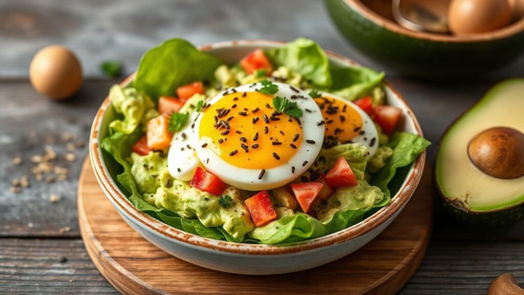Creamy avocado egg salad plated