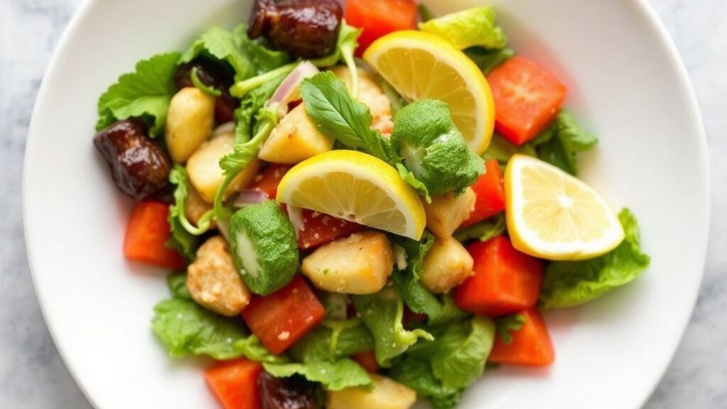 Zesty vegan salad ready to serve
