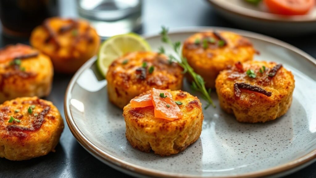 Crispy salmon croquettes plated