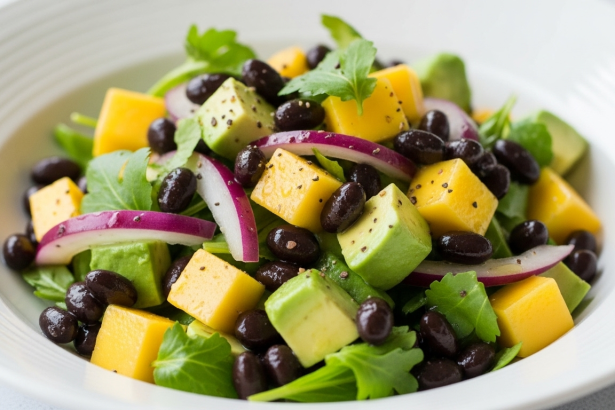 Black Bean, Mango & Avocado Salad Delight: Quick Tropical Twist