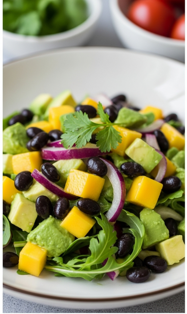 Black Bean, Mango & Avocado Salad Delight: Quick Tropical Twist