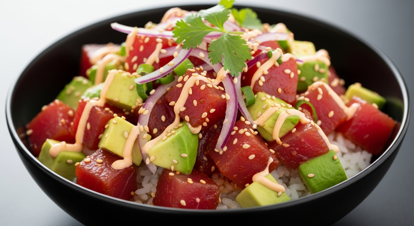 Fiery Ahi Tuna Poke Bowl: A Healthy Brown Rice Delight
