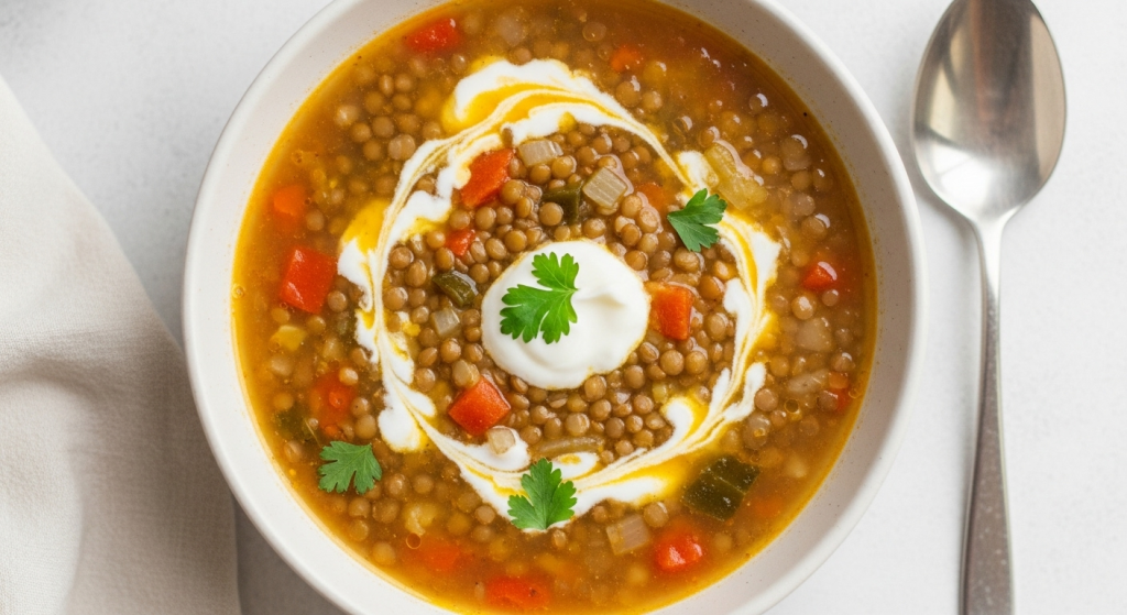 Hearty Lentil Soup with Creamy Yogurt Swirl: A Cozy Delight