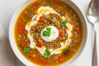 Hearty Lentil Soup with Creamy Yogurt Swirl: A Cozy Delight