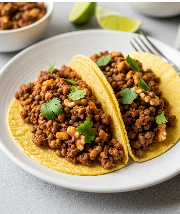 Hearty Lentil and Walnut "Ground Meat" Tacos: A Perfect  Flavorful Twist