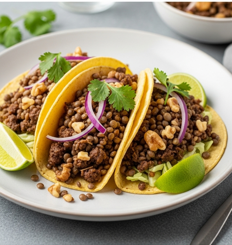 Hearty Lentil and Walnut "Ground Meat" Tacos: A Perfect  Flavorful Twist