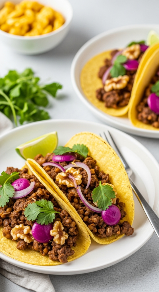 Hearty Lentil and Walnut "Ground Meat" Tacos: A Perfect  Flavorful Twist