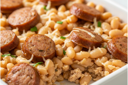 Hearty White Bean Casserole with Savory Chicken Sausage Delight