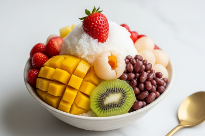 Chill Delight: Shaved Ice with Sweet Fruit & Beans Bliss