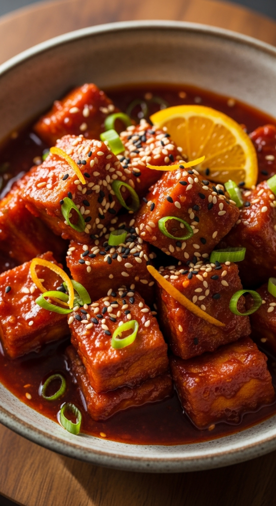 Sticky Orange Gochujang Tofu: A Vibrant Vegan Delight