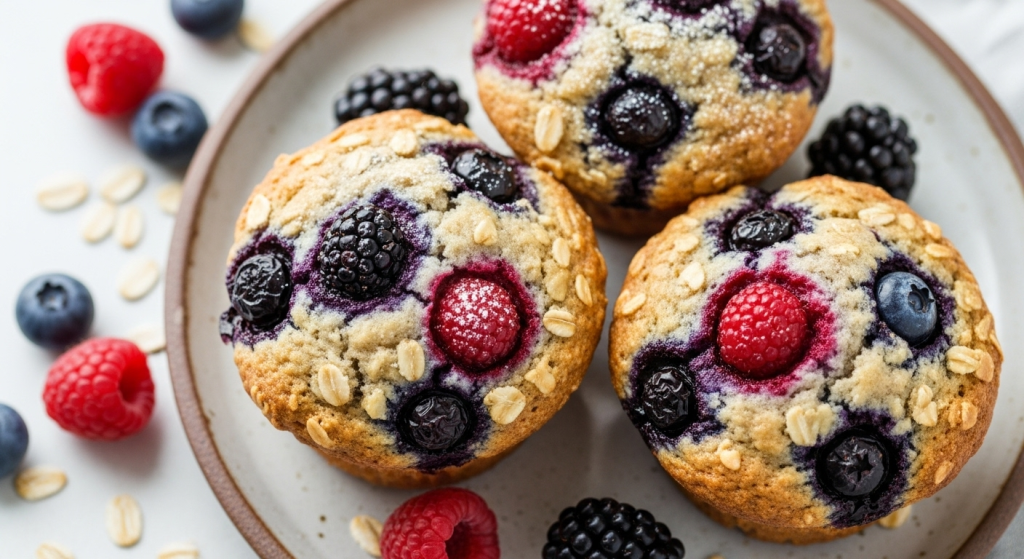 Triple Berry Oat Muffins to Savor: Blissful Bursting With Flavor
