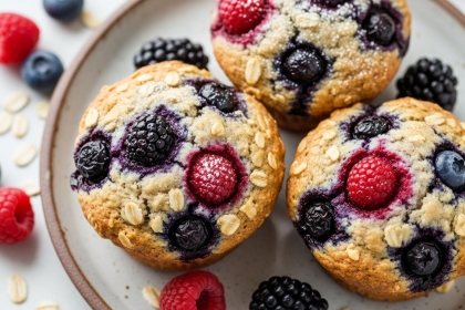Triple Berry Oat Muffins to Savor: Blissful Bursting With Flavor