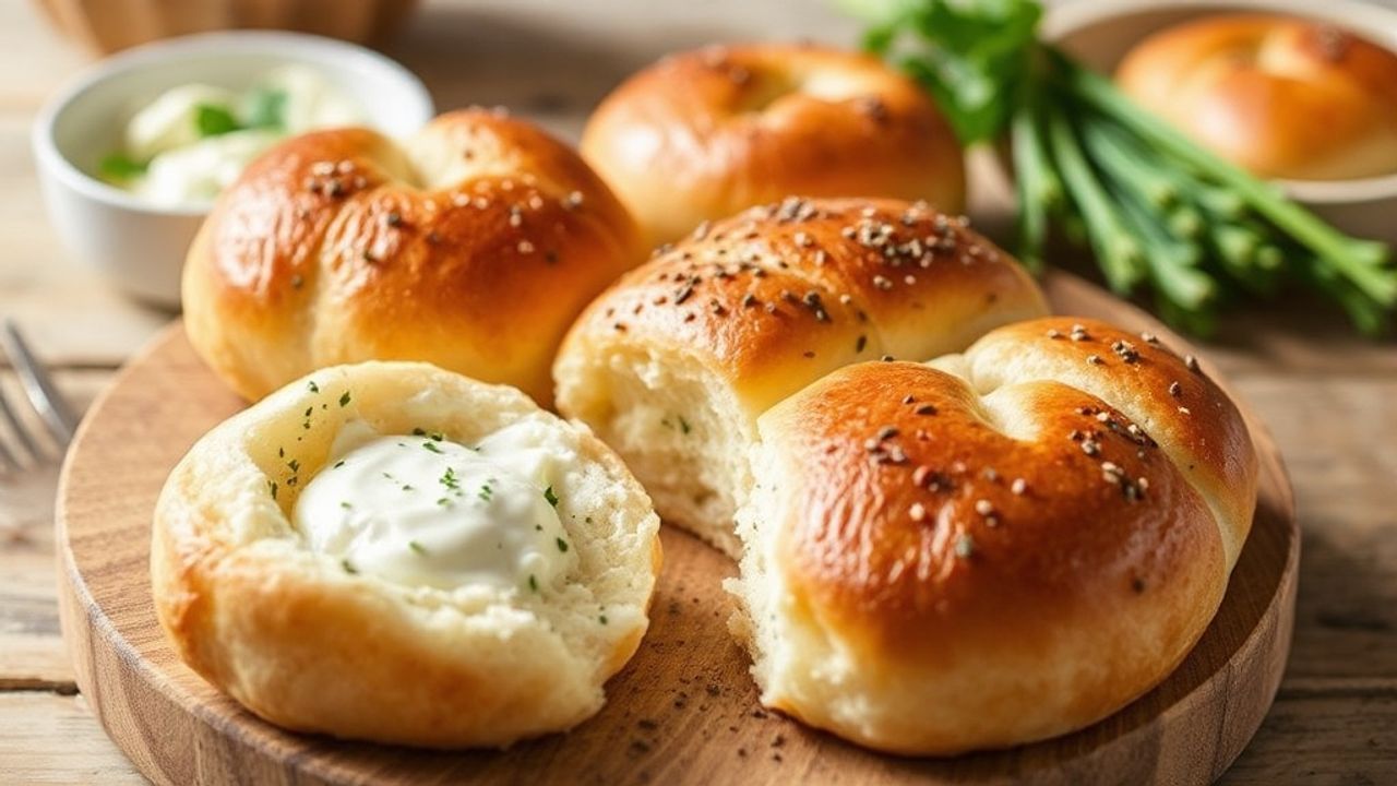 لفائف جبنة قريش طرية بالأعشاب، سطح ذهبي وحشوة كريمية