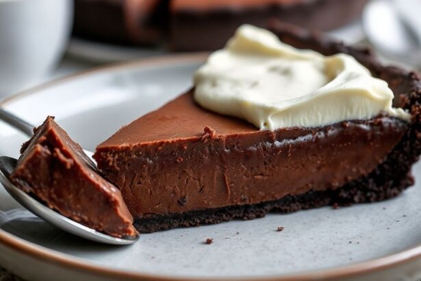 فطيرة شوكولاتة كريمية بتوفو حريري، غنية ومثالية خالية من الألبان