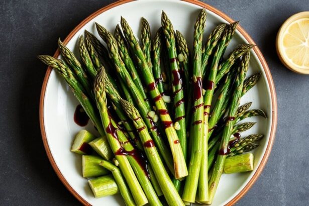 هليون مقرمش من القلاية الهوائية مع رشة خل بلسمي حامض وأنيق كطبق جانبي فاخر
