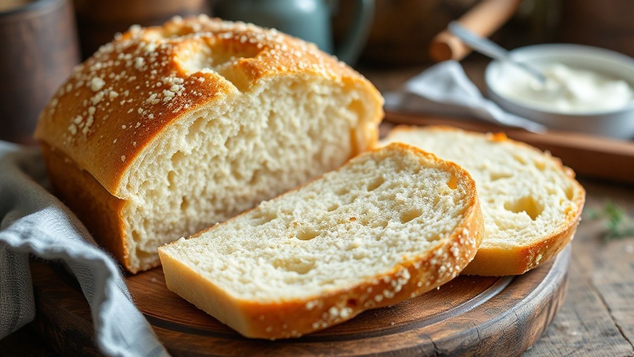 رغيف خبز الصودا الأيرلندي التقليدي ذي قشرة ذهبية ومظهر منزلي