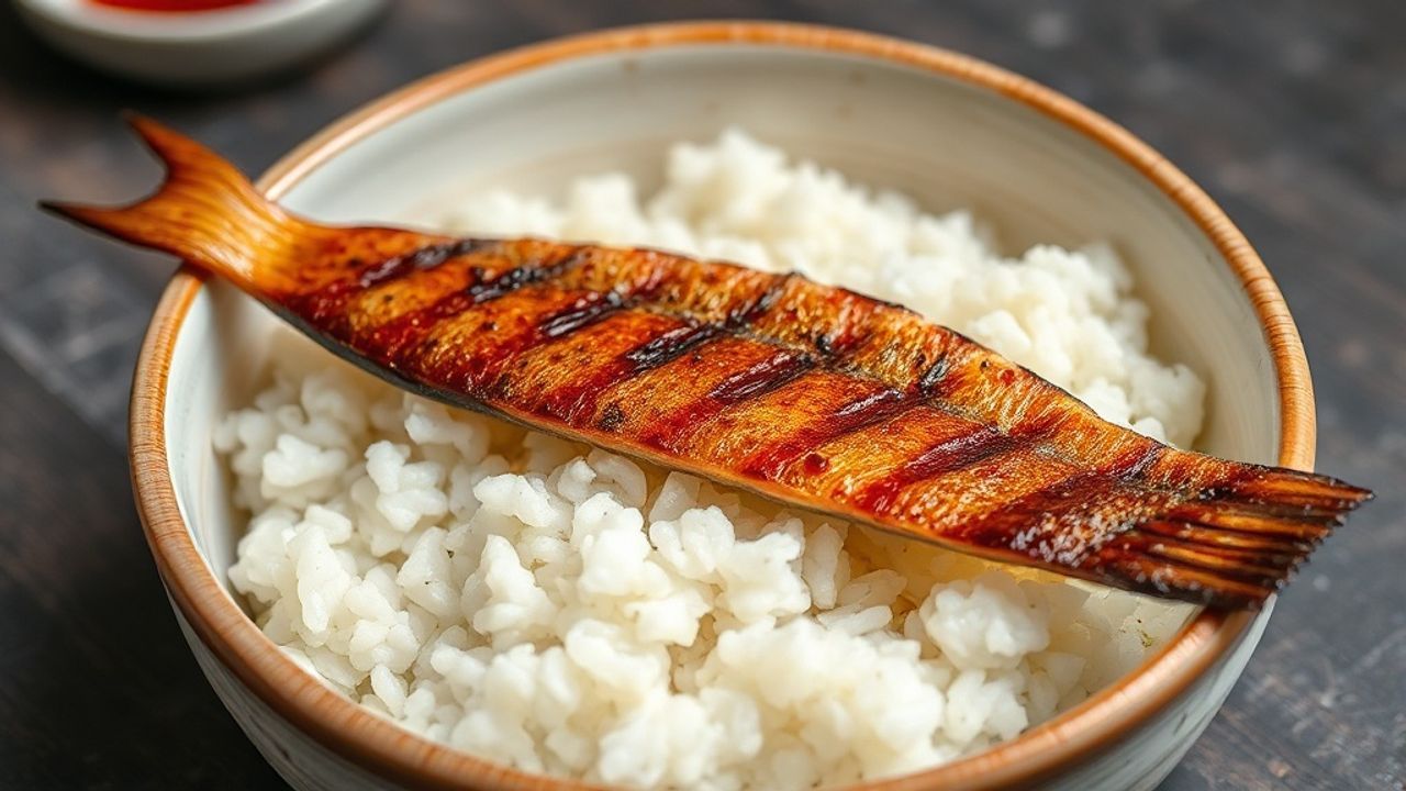 الأنقليس المشوي مع أرز مبخر — تناغم نكهات يابانية شهية