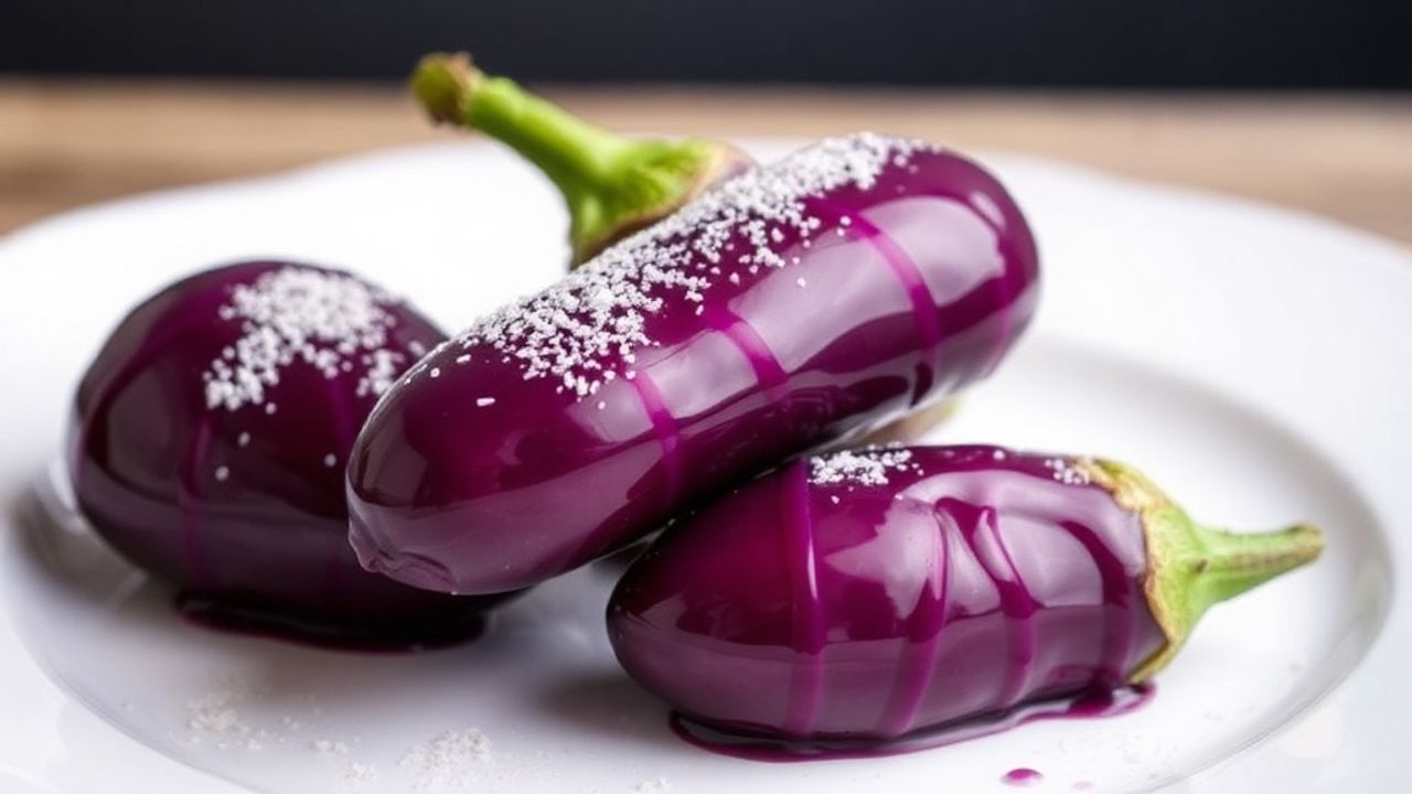 باذنجان مكرمل شرائح، يقدم كتحلية ومقبلات حلوة ومالحة