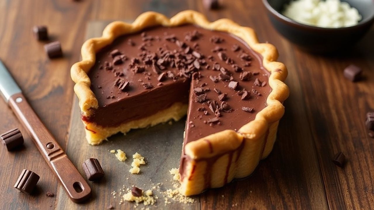 قطعة فطيرة شوكولاتة حريرية بالتوفو مع كاكاو وبريق غني