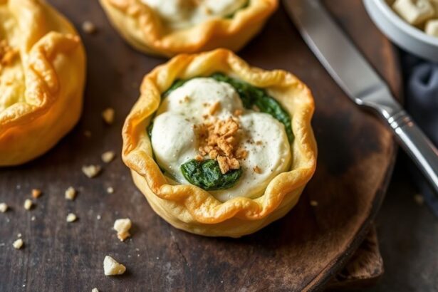 فطيرة سبانخ وجبنة فيلو مقرمشة ذهبية، قطع شهية ومغرية