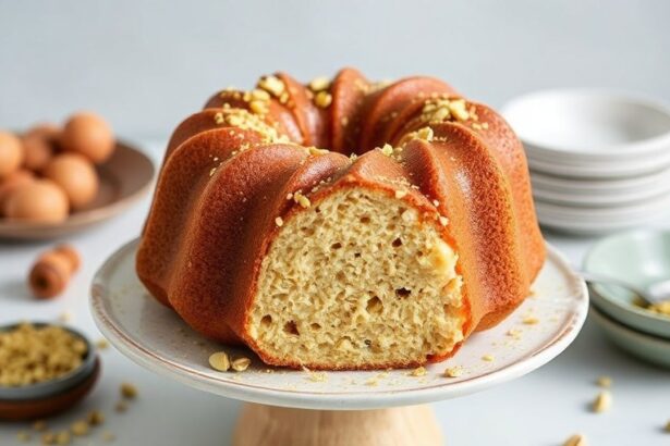 كعكة بندت بالفستق والهيل مزينة برقائق فستق ومذاق مكسرات غني