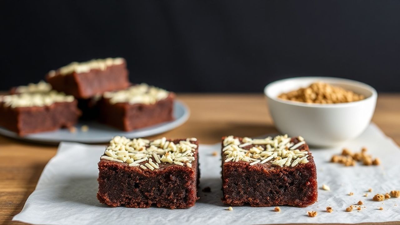 براونيز نباتي من دقيق التيف، لمسة صحية وحصرية، قطع رطبة ومزينة