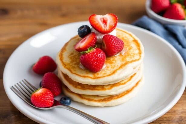 Fluffy coconut keto pancakes made with coconut flour, golden and ready to serve, low-carb delight.