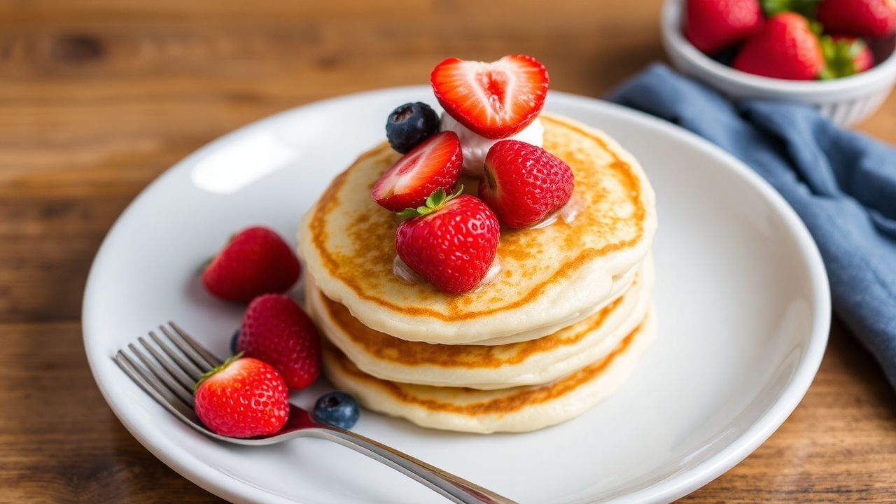 Fluffy coconut keto pancakes made with coconut flour, golden and ready to serve, low-carb delight.