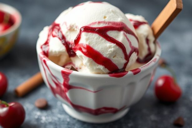 آيس كريم شيري غارسيا منزلي مع قطع شوكولاتة وكرز طازج