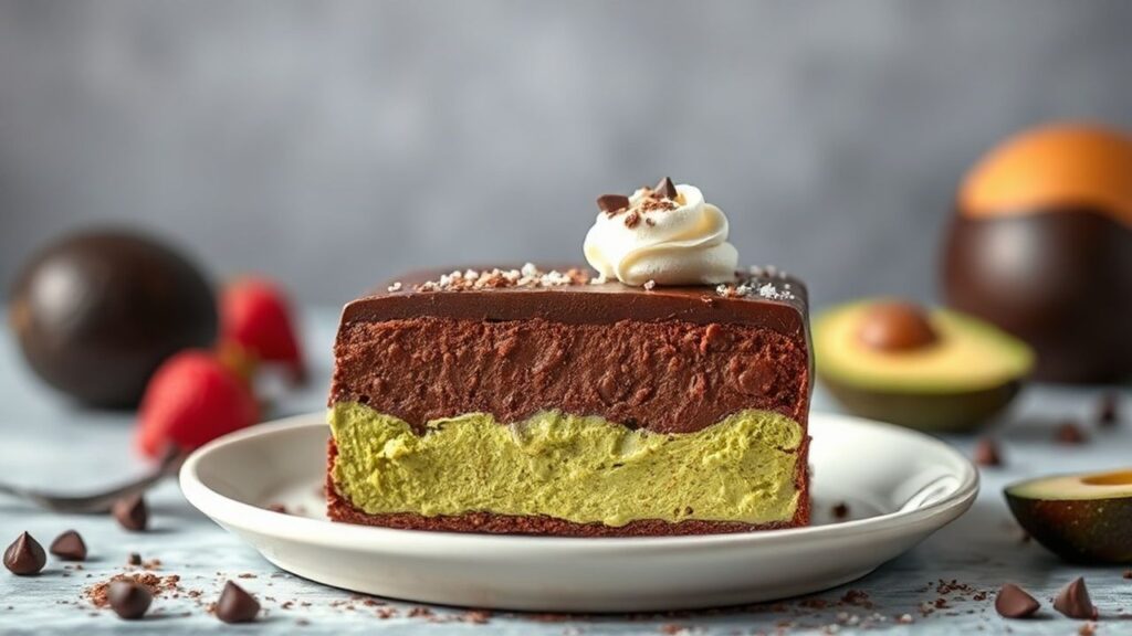كيك موس الأفوكادو بالشوكولاتة الخالية من السكر، فخم وغني المذاق