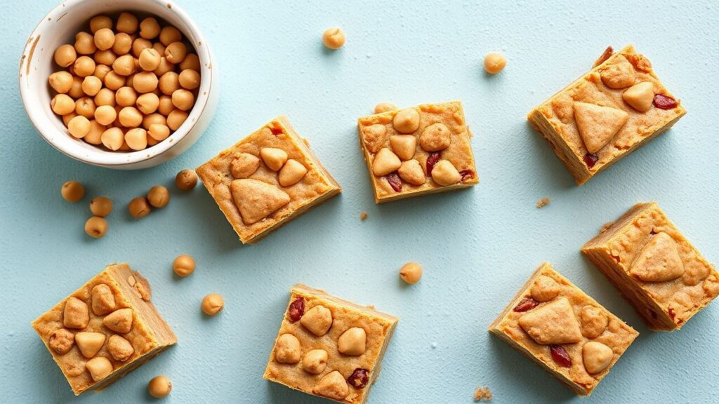 Chickpea blondies: مربعات ذهبية طرية بدل السكر الثقيل والشوكولاتة.