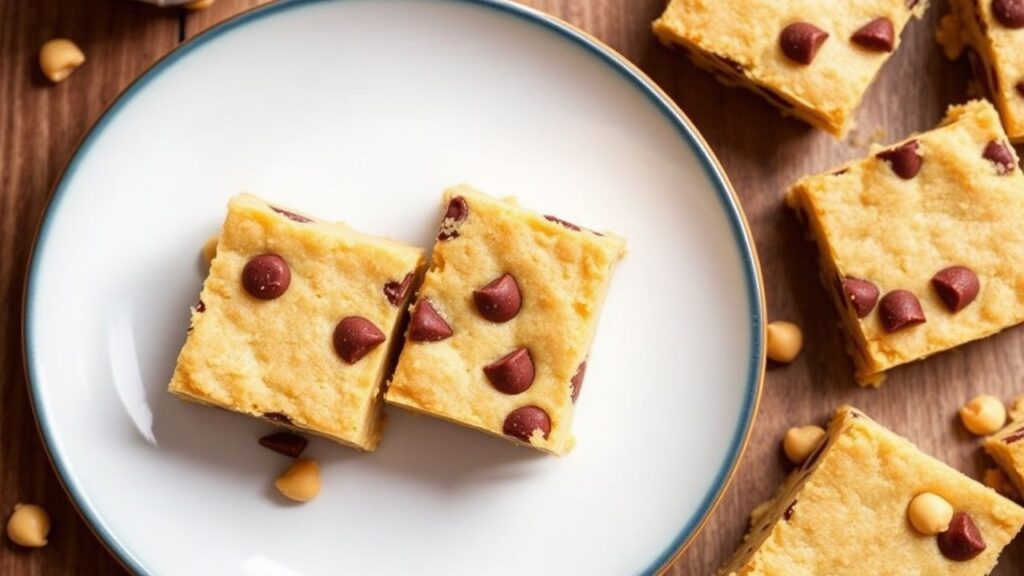 Chickpea blondies: مربعات ذهبية طرية بدل السكر الثقيل والشوكولاتة.