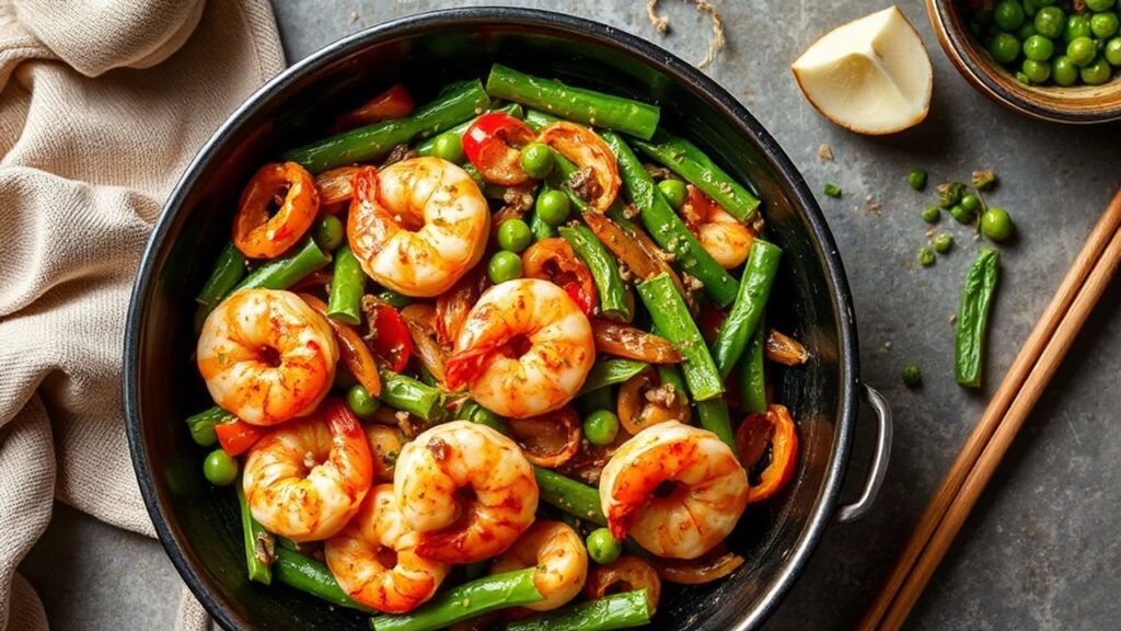 Speedy Shrimp Stir-Fry with Crisp Snow Peas Delight finished dish