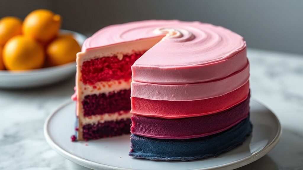 Ombre Layer Cake decorating and serving