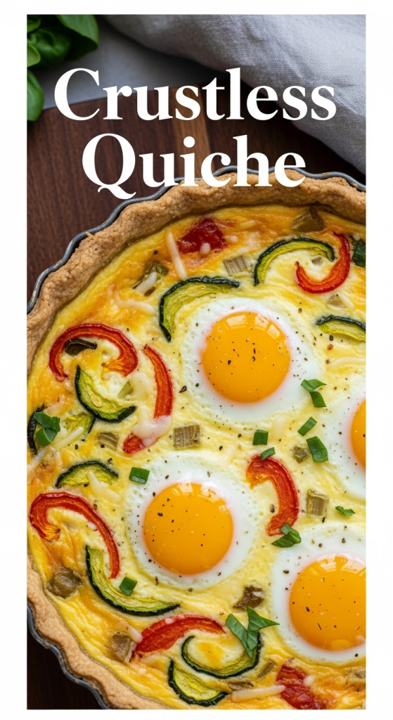 Amazing Wholesome Crustless Quiche: Cottage Cheese, Spinach & Mushrooms