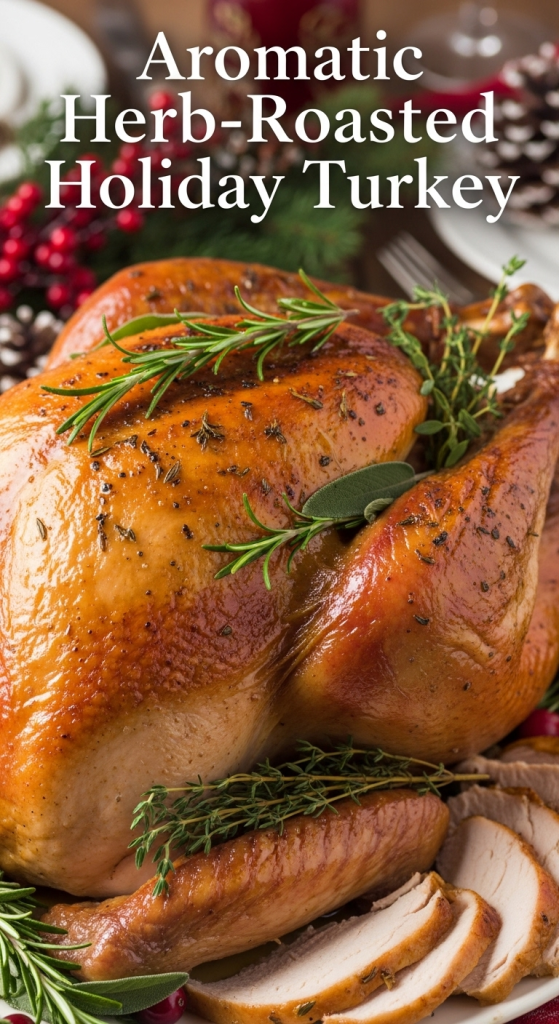 Aromatic Herb-Roasted Holiday Turkey: Flavorful Festive Feast