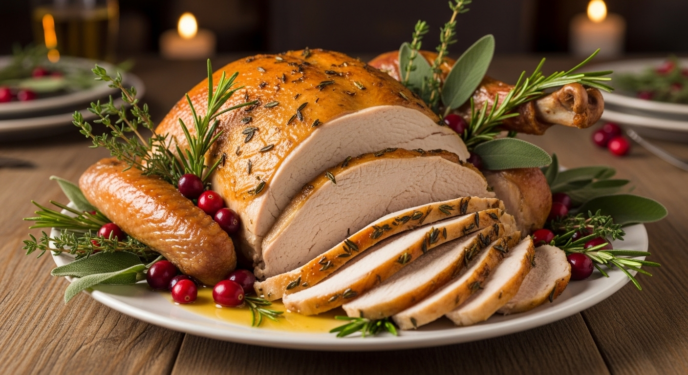 Aromatic Herb-Roasted Holiday Turkey: Flavorful Festive Feast