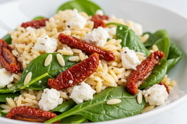 Bright & Zesty Orzo Salad with Sun-Dried Tomato, Spinach & Feta