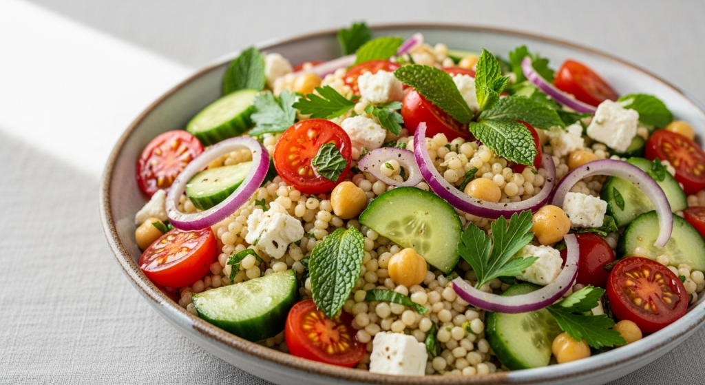 Pearl Couscous Salad A Colorful Medley of Roasted Veggies