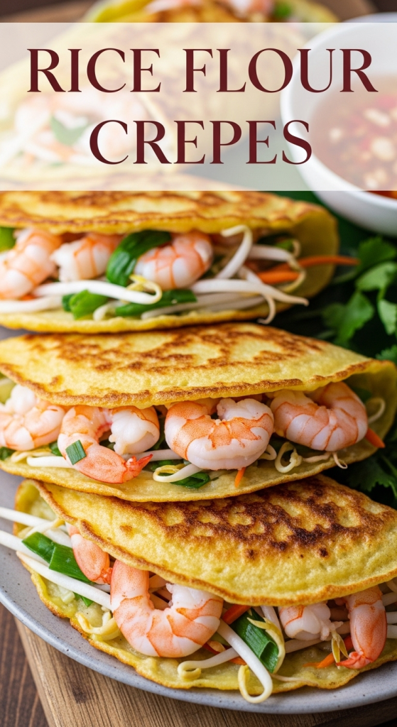 Crispy Sizzling Rice Flour Crepes Stuffed with Savory Shrimp