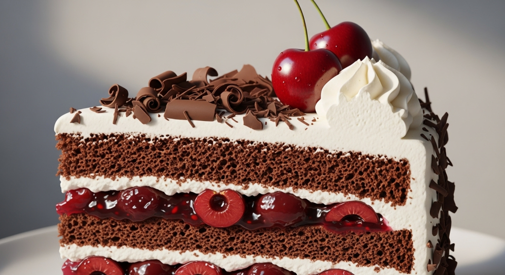 Decadent Black Forest Cake with Cherries and Cream Bliss